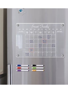 Generic Acrylic Magnetic Monthly Calendar Whiteboard for Refrigerator - Clear Dry Erase Memo Planning Board with Markers - Ideal Kitchen Organizer Notepad for Home and Office  - Image 3