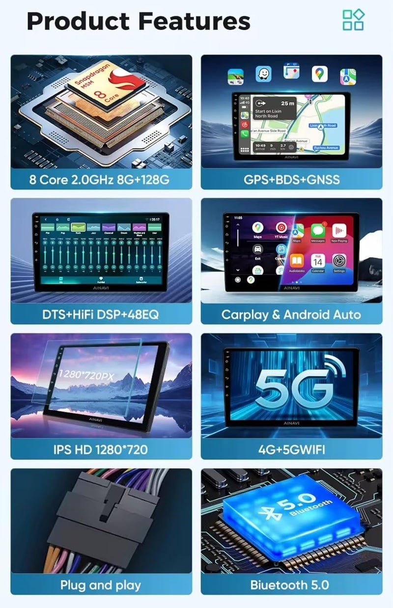 فيريكس ستيريو سيارة نيسان قاشقاي مناسب لشاشة أندرويد 2006-2013 مع Apple Carplay Android Auto لاسلكي واي فاي DSP FM&AM BT AHD كاميرا متضمنة واجهة سريعة (8 + 128 جيجابايت 8CORE Carplay) - Image 5