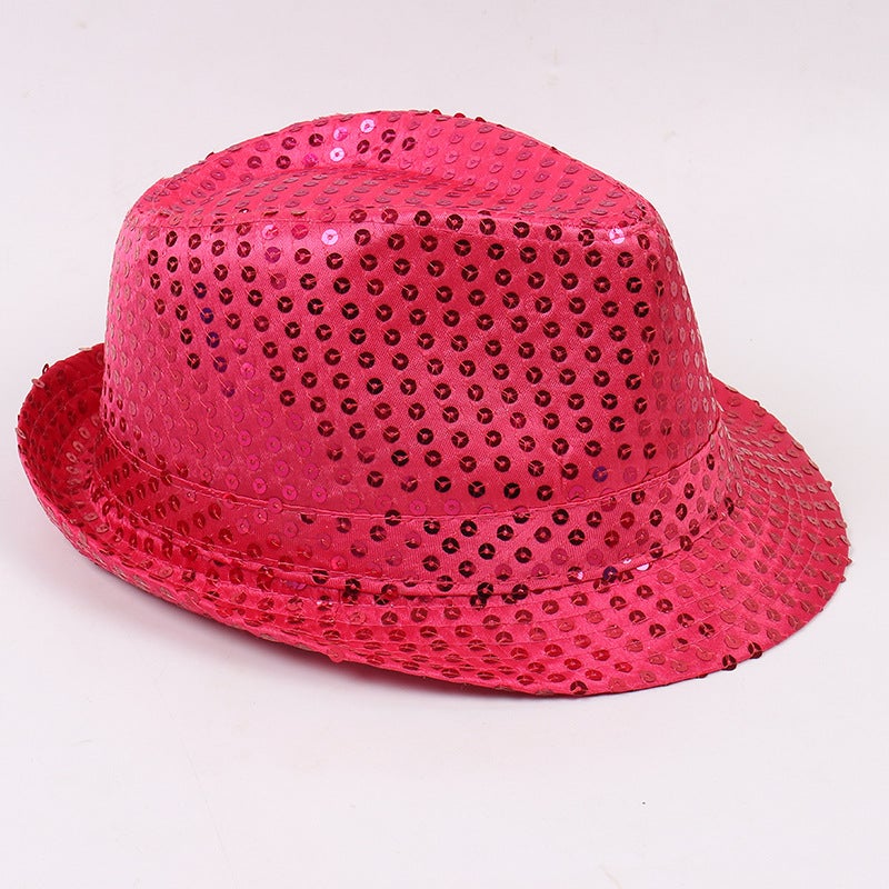 Magic Performance Top Hat for Adults and Kids Sparkling Silver Jazz CapSequin Rose Red children's 54cm Sequin Rose Red children's 54cm