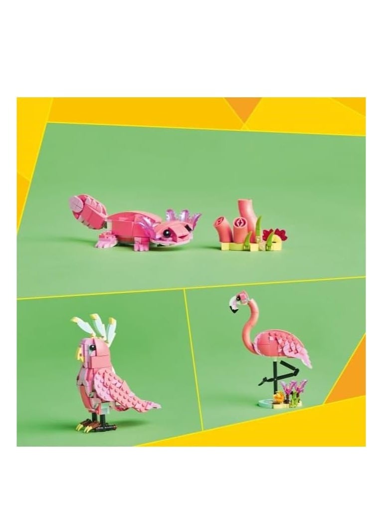 LEGO LEGO Wild Animals Pink Flamingo Toy - Transforms Into A Cockatoo Parrot Figure Or Axolotl - Creative Building Set, 31170  - Image 4