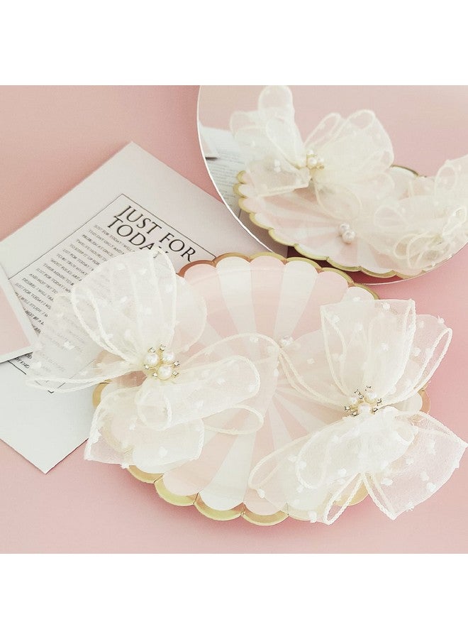 LILIEBE LILIEBE 6” Big Girls Hair Bows with Clips, Toddler Hair Accessories for Flower Girl dress, Unique Cheer Bows & Pigtail Bows, Set of 2 (cream-01, 6") - Image 4