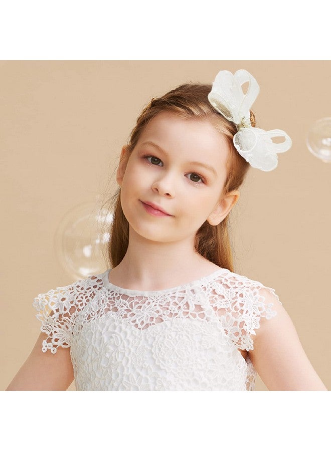 LILIEBE LILIEBE 6” Big Girls Hair Bows with Clips, Toddler Hair Accessories for Flower Girl dress, Unique Cheer Bows & Pigtail Bows, Set of 2 (cream-01, 6") - Image 3