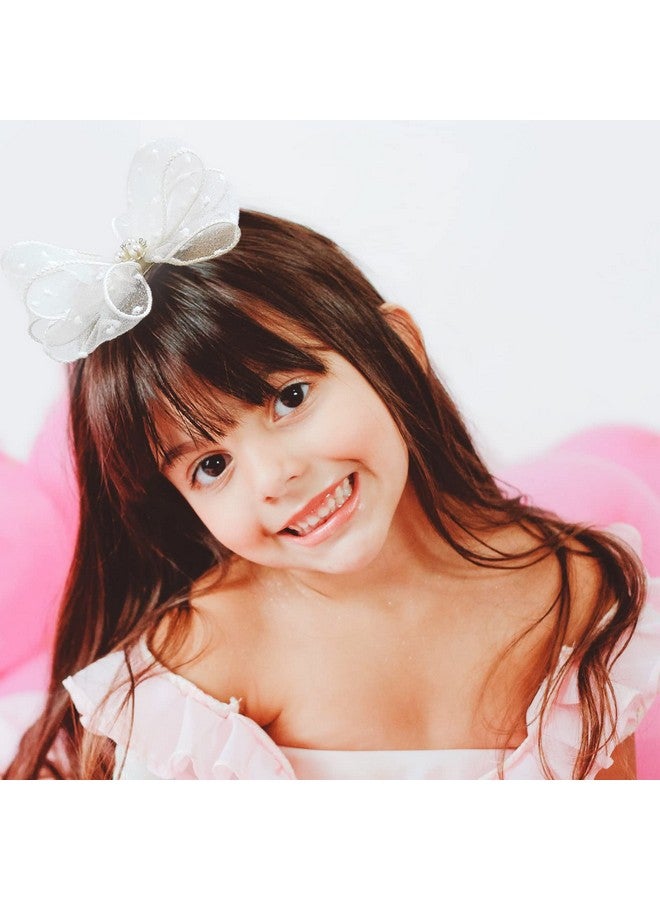 LILIEBE LILIEBE 6” Big Girls Hair Bows with Clips, Toddler Hair Accessories for Flower Girl dress, Unique Cheer Bows & Pigtail Bows, Set of 2 (cream-01, 6") - Image 2