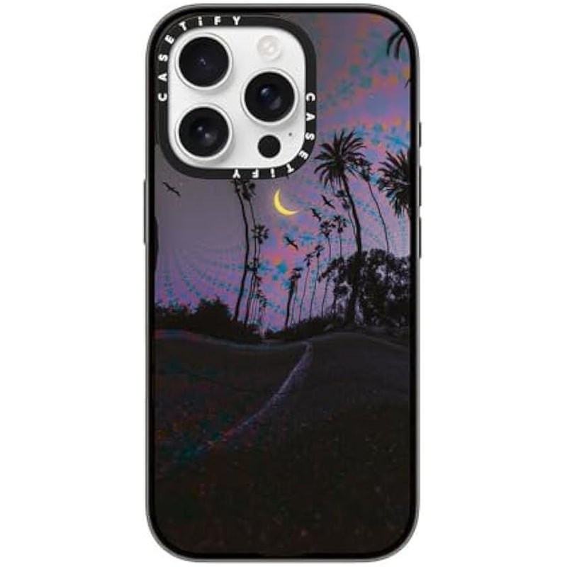 Casetify Compact Case for iPhone 16 Pro 【Lightweight / 4 ft. 2X Military Grade Drop Protection/Slim】 - Palm Vibes - Clear Black - Image 1