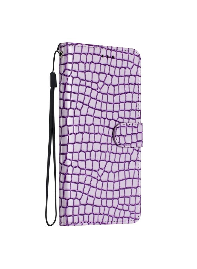 اس-توب جراب هاتف iPhone 16 Pro مصنوع من جلد التمساح مع قلاب أفقي - Image 3