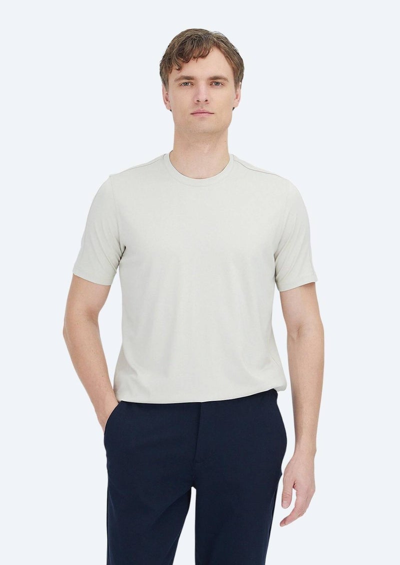 RAMSEY Stone Plain Crew Neck T-Shirt - Image 1