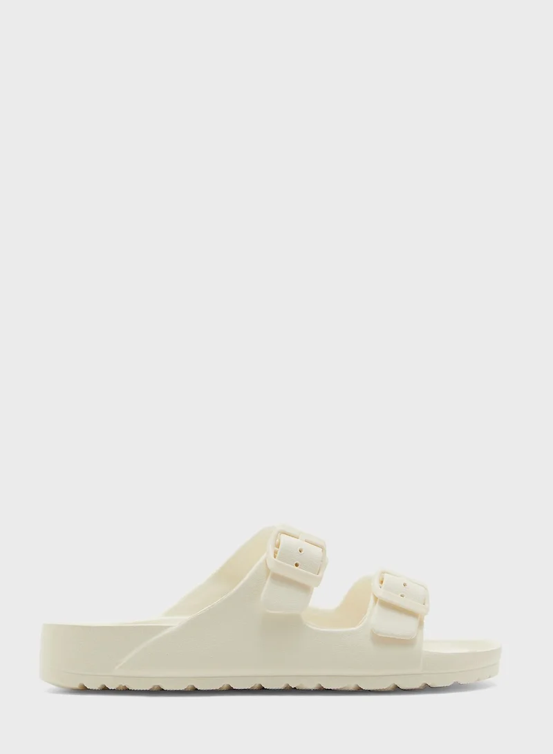 Ginger Double Buckle Strap Footbed Slides