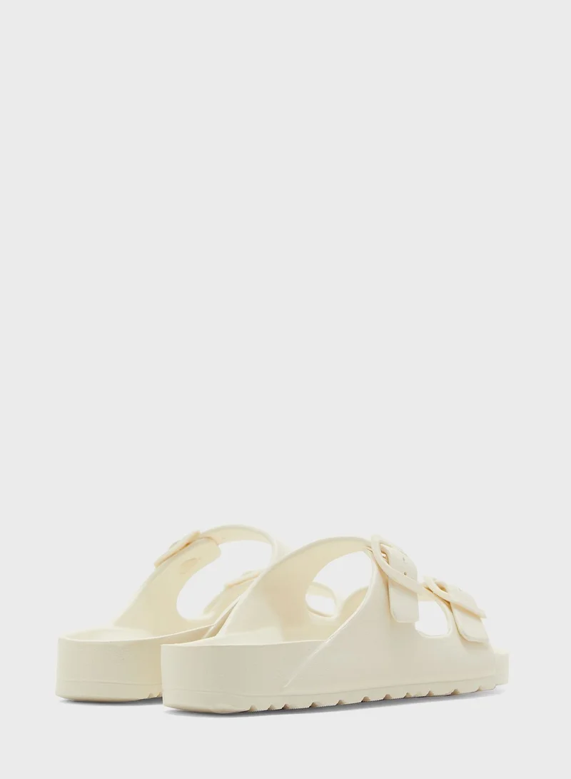 Ginger Double Buckle Strap Footbed Slides