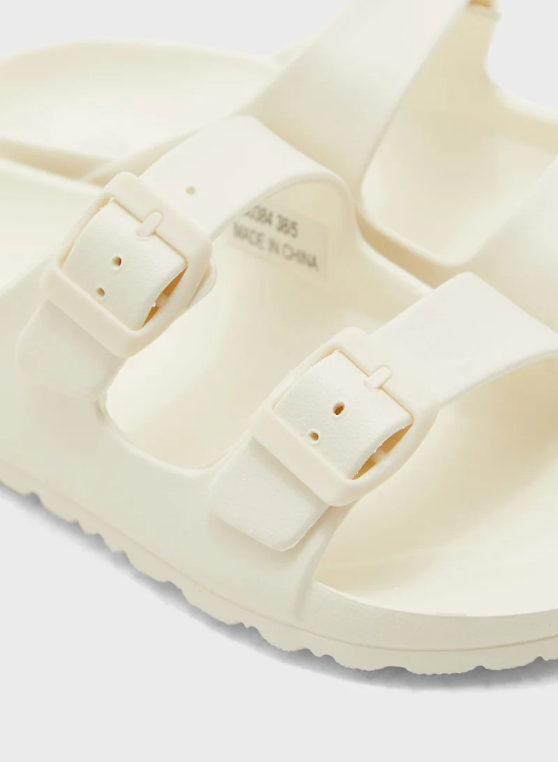 Ginger Double Buckle Strap Footbed Slides