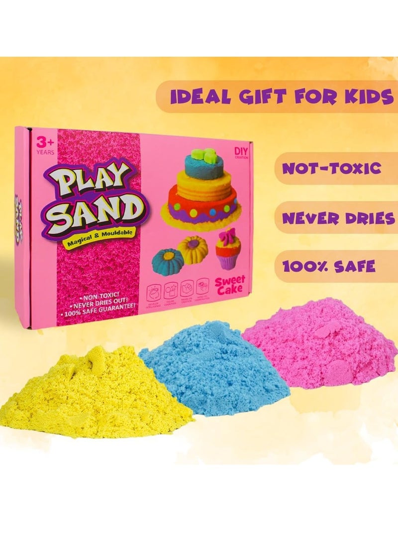 UKR Magical Moldable Play Sand Kit – 750g DIY Sweet Cake Sand Molds & Tools – Sensory Play Sand for Indoor & Outdoor Fun (Cake Creations) - Image 2