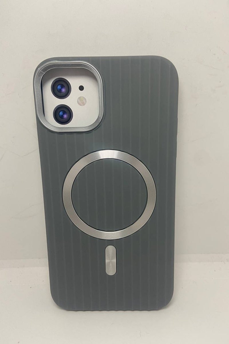 Plating Matte Style Corrugated Stripe Luggage Case for iPhone Cover 11 Wireless Charging Magnetic Luxury Case Wave Design (gray, iPhone 11) - Image 1