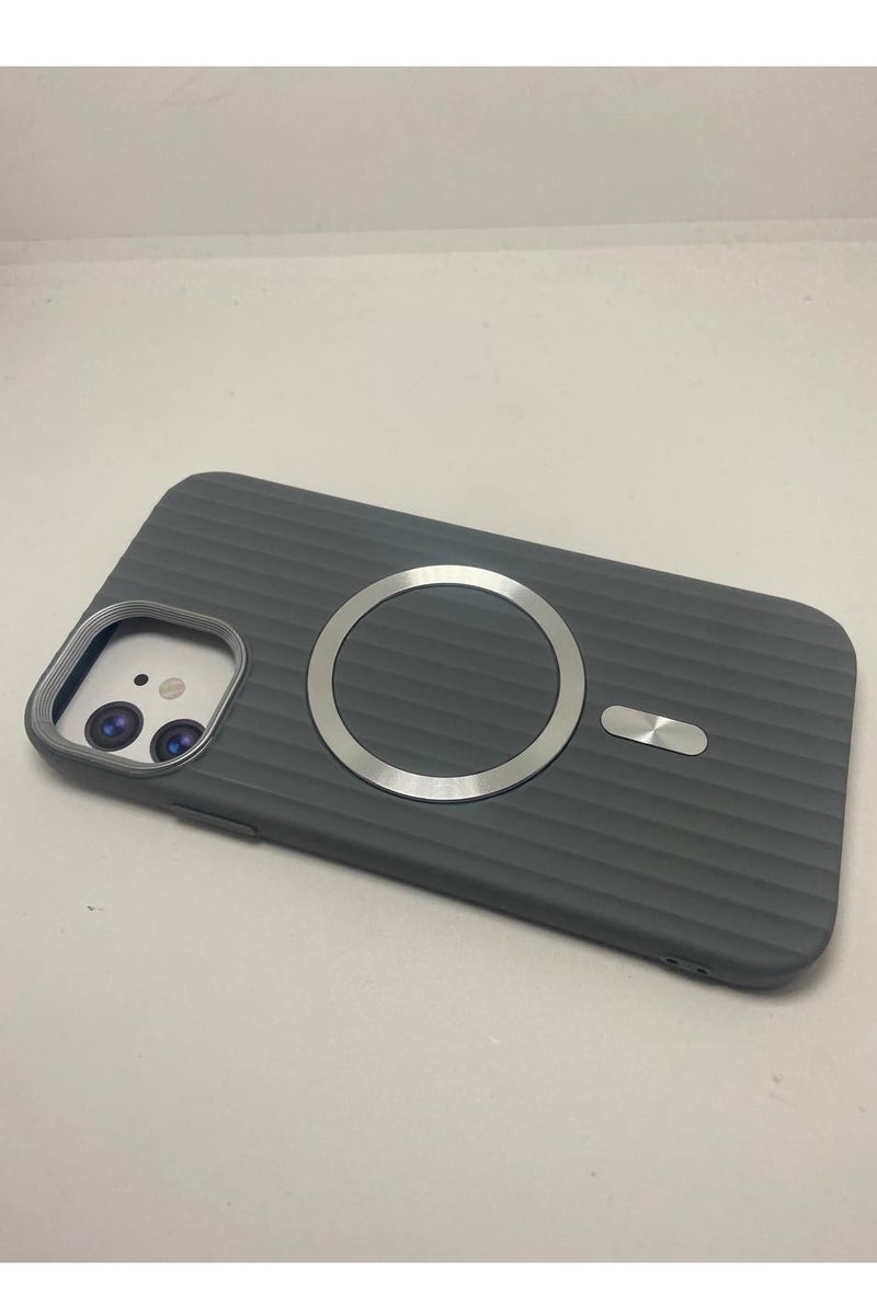 Plating Matte Style Corrugated Stripe Luggage Case for iPhone Cover 11 Wireless Charging Magnetic Luxury Case Wave Design (gray, iPhone 11) - Image 2