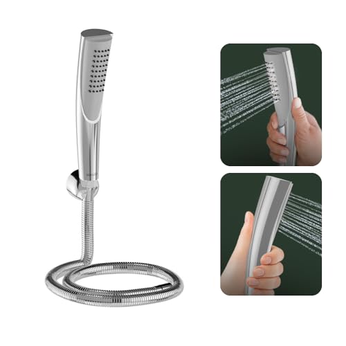 Lorazzo Spatular Hand Shower for Bathroom | Ergonomical Design | Complete Set with 1.5 meter SS 304 Hose Pipe and Wall Hook | Anti-Clog Silicon Nozzles | Chrome lustre finish - Image 1