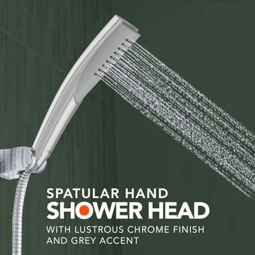 Lorazzo Spatular Hand Shower for Bathroom | Ergonomical Design | Complete Set with 1.5 meter SS 304 Hose Pipe and Wall Hook | Anti-Clog Silicon Nozzles | Chrome lustre finish - Image 2