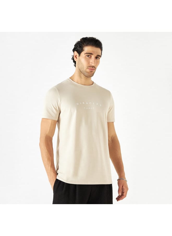 Iconic Iconic Slogan Print Crew Neck T-shirt with Short Sleeves  - Image 1