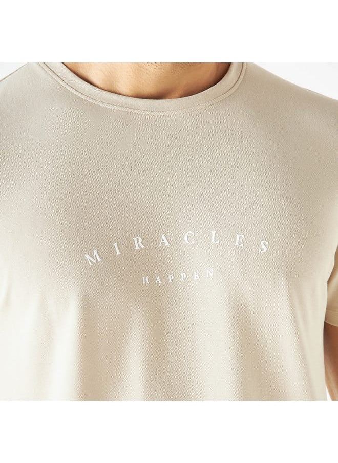 Iconic Iconic Slogan Print Crew Neck T-shirt with Short Sleeves  - Image 4