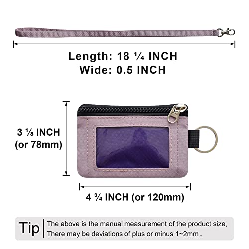 CHENSPRX Minimalist RFID Blocking Small Wallet with ID Window,WaterResistant Zip Id Case Wallet with Lanyard Keychain for Cards,Cash,Travel,Women,Men (Purple+LightPurple) - Image 5