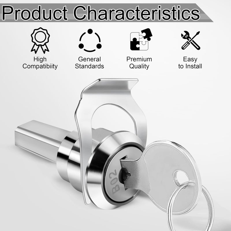 A AIRMACHIN A Set Silver Universal Stainless Toolbox Locks with Keys, Toolbox Iron Cabinet Insert Linkage Drawer Lock Set,180Â° Rotation Unlocking, Cabinet Hardware - Image 3