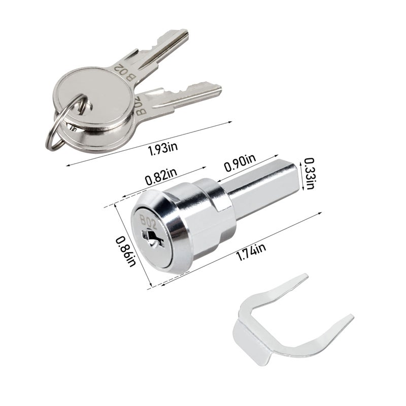 A AIRMACHIN A Set Silver Universal Stainless Toolbox Locks with Keys, Toolbox Iron Cabinet Insert Linkage Drawer Lock Set,180Â° Rotation Unlocking, Cabinet Hardware - Image 2