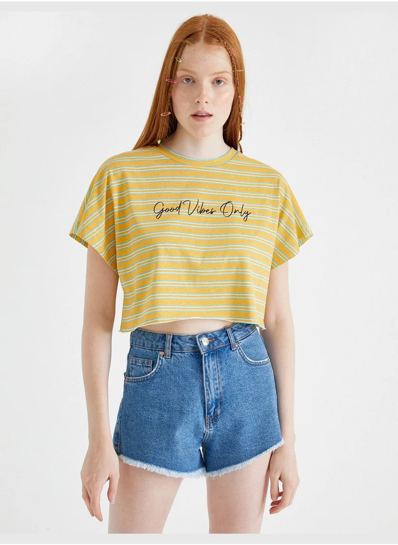 كوتون Printed T-Shirt Striped Cotton