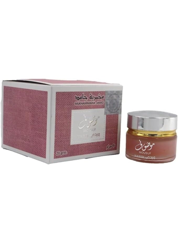 ارض الزعفران مخمرية جامد موصوف وردي، عطر عربي للجسم والشعر، 20 غرام - Image 3