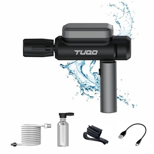 TUQO Cordless Pressure Washer | 4000mAh Rechargeable Battery | Type-C Charging | Portable Washer Gun with Adjustable Nozzle & 5M Hose for Car, Bike, Cycle,Roof & Floor Cleaning | CDW400 - Image 1