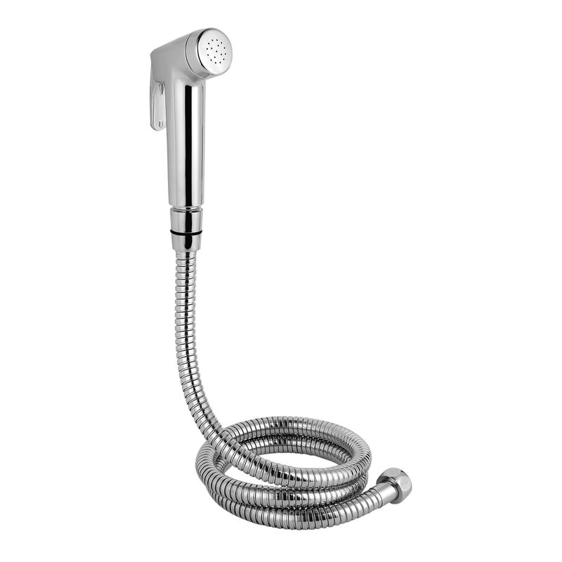 Hindware F160110CP Brisk Health Faucet | Made of ABS | 1.25 Metre Long Stainless Steel Flexible Tube and ABS Wall Hook - Jet Spray for Bathroom | Chrome Plated | 1-Year Brand Warranty - Image 2