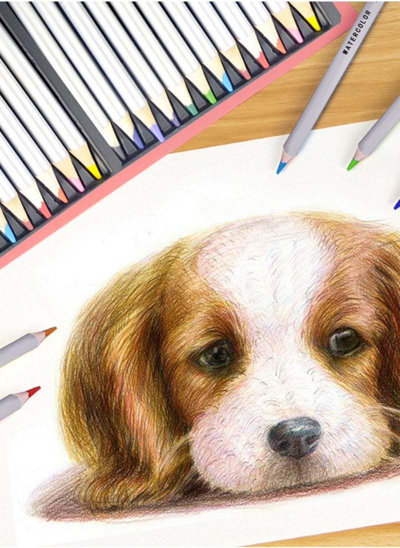 H&B - 12 Colors Watercolor Pencils With Brush for Art Drawing Student School Supply - Image 1