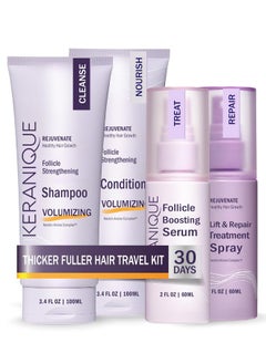 Keranique Keranique Hair Products Set for Thinning Hair - Volumizing Shampoo, Conditioner, Follicle Booster Serum, Spray for Fine Texture Boost, and Keratin Repair for Women  - Image 1