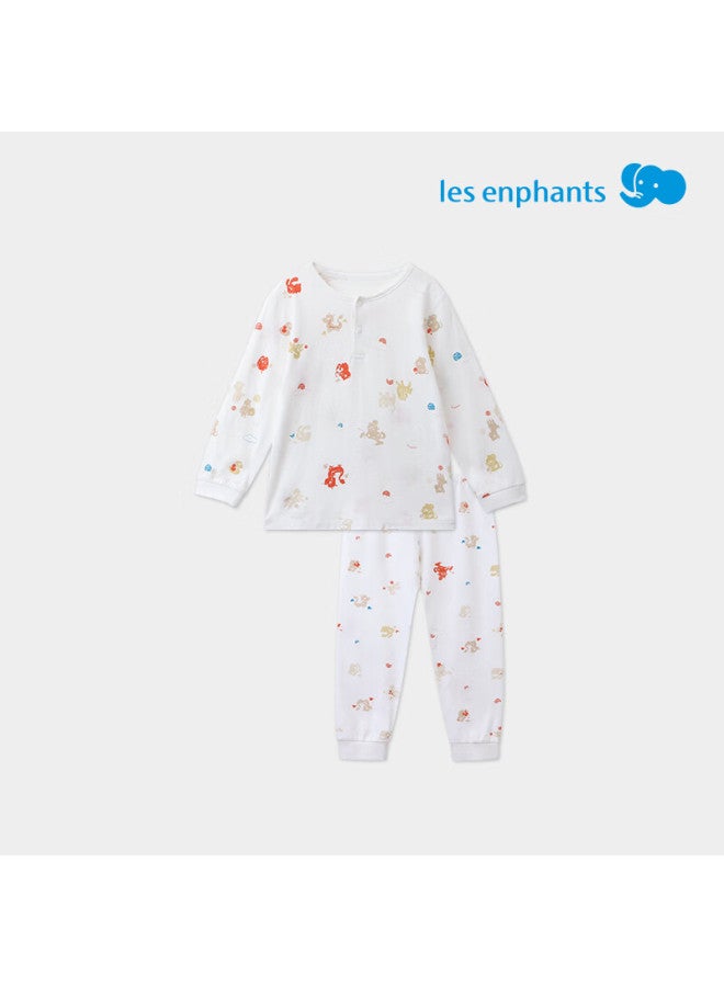 Les enphants Liyingfang Baby Children's Underwear Set Autumn Clothes Autumn Pants Autumn Pajamas Auspicious Paper-cut Design (two Buttons) 110 CM - Image 2