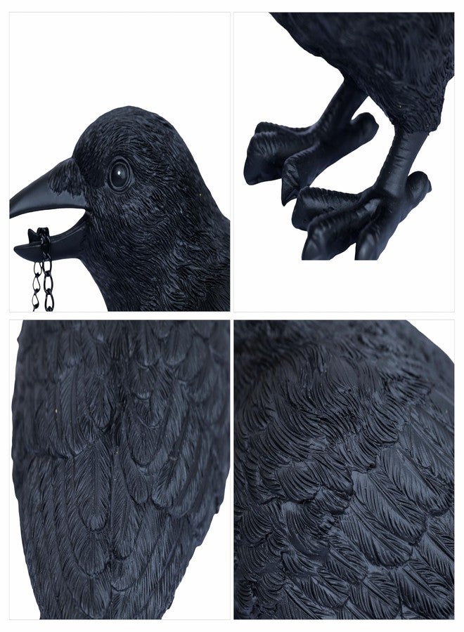 Dlfghos Gothic Home Decor Raven Lamp Tealight Candle Holder Halloween Decorations Indoor Fake Crow Light Holder Resin Black Bird Statue for Living Room Fireplace Entrance Holiday Spooky Ornaments - Image 5