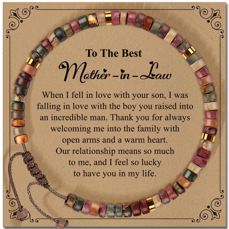 ZOKCC Mother in Law Bracelets Gifts for Women Healing Natural Stone Beads Bracelets - Inspirational Mothers Day Christmas Birthday Gifts for Mother in Law - Image 1
