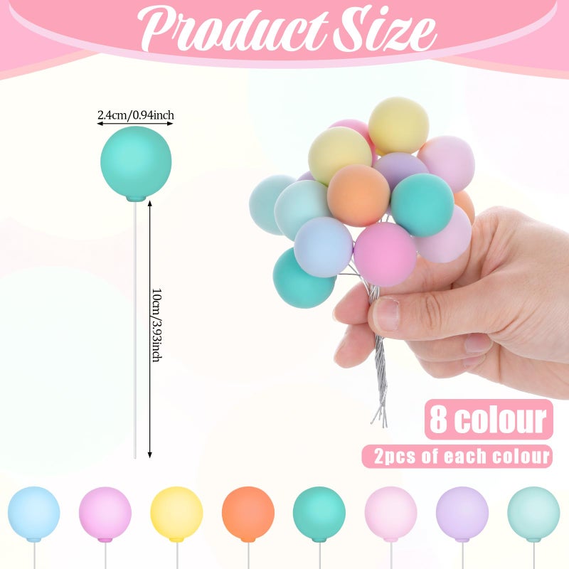 Molain 16 Pcs Colorful Balloon Cake Topper Rainbow Cake Balls Round Mini Balloon Cupcake Toppers Cake Decoration for Birthday Party Wedding Decoration Supplies(Color2) - Image 2
