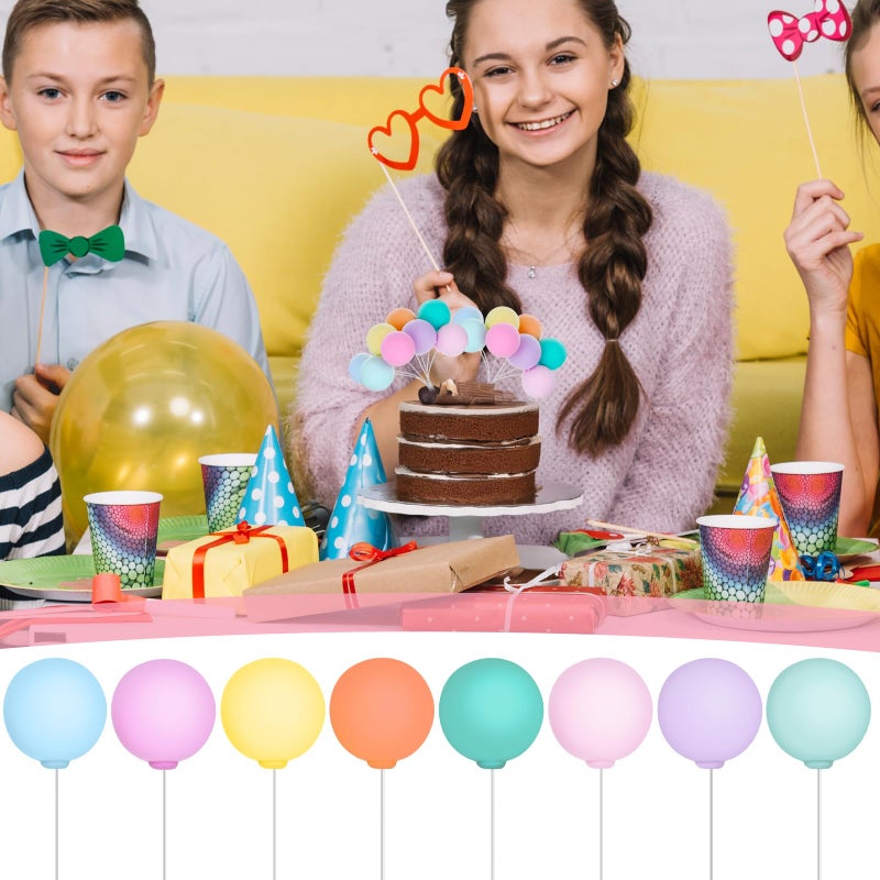 Molain 16 Pcs Colorful Balloon Cake Topper Rainbow Cake Balls Round Mini Balloon Cupcake Toppers Cake Decoration for Birthday Party Wedding Decoration Supplies(Color2) - Image 3