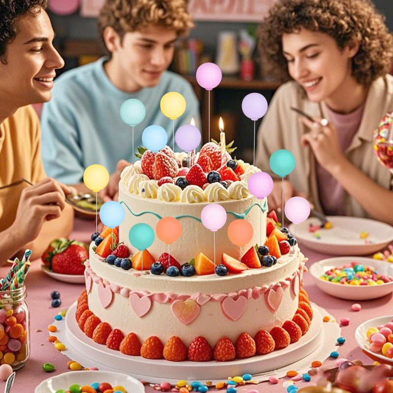 Molain 16 Pcs Colorful Balloon Cake Topper Rainbow Cake Balls Round Mini Balloon Cupcake Toppers Cake Decoration for Birthday Party Wedding Decoration Supplies(Color2) - Image 5