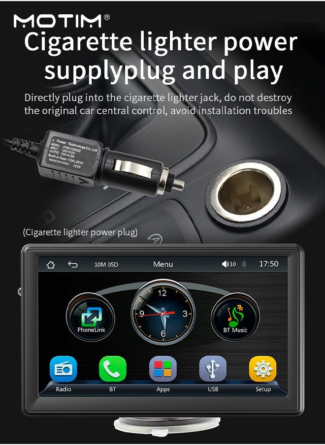 Motim - Wireless CarPlay with 7 Inch Screen, Supports Apple CarPlay and Android Auto, Touch Screen Car MP5 Player Car Audio - WiFi, Bluetooth, FM, Car Portable Console Adapter, Link FM Transmitter AUX Output USB TF - Image 1