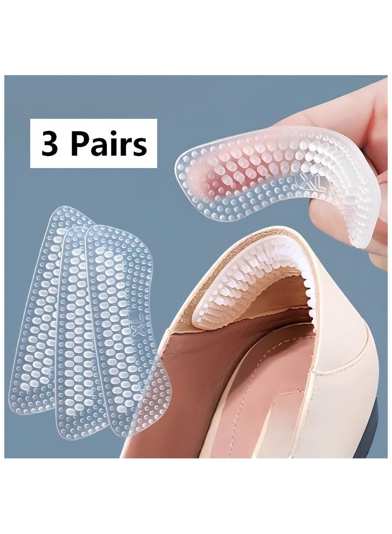 3 أزواج من ملصقات الكعب الشفافة المصنوعة من السيليكون