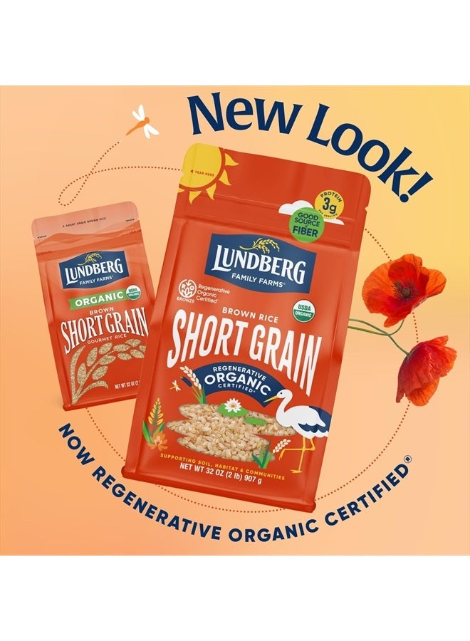 Lundberg Short Grain Brown Rice, Regenerative Organic Certified – Slightly Nutty, Sticky Rice Responsibly Grown in California, 32 Oz  - Image 2