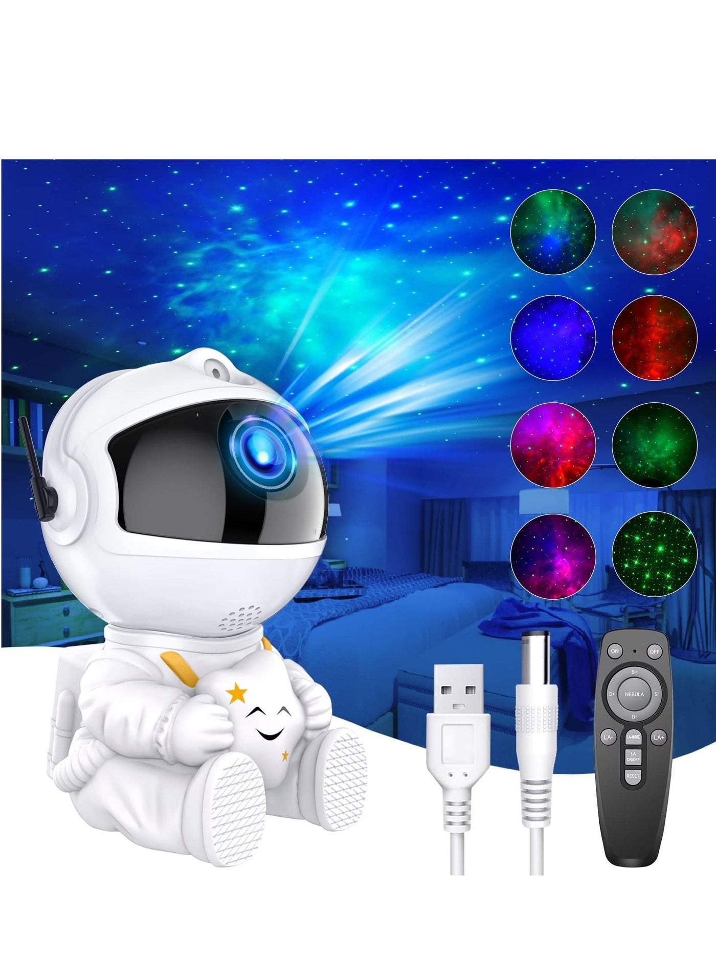 Astronaut Star Projector Nebula Galaxy Projector Night Light 360°Rotation Magnetic Head Nebula Lamp For Bedroom Kids Room Ceiling Room Decoration