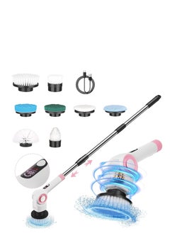دي اس بي DSP Electric Spin Scrubber, IPX7 Waterproof, Adjustable Telescopic Pole Adjustable Angles, 3 speeds Electric Spin Brush for Cleaning Bathroom Tub Floor Tile Basin, LED Display  - Image 1