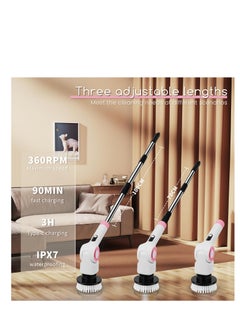 دي اس بي DSP Electric Spin Scrubber, IPX7 Waterproof, Adjustable Telescopic Pole Adjustable Angles, 3 speeds Electric Spin Brush for Cleaning Bathroom Tub Floor Tile Basin, LED Display  - Image 2