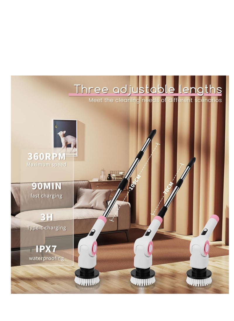 دي اس بي DSP Electric Spin Scrubber, IPX7 Waterproof, Adjustable Telescopic Pole Adjustable Angles, 3 speeds Electric Spin Brush for Cleaning Bathroom Tub Floor Tile Basin, LED Display  - Image 2