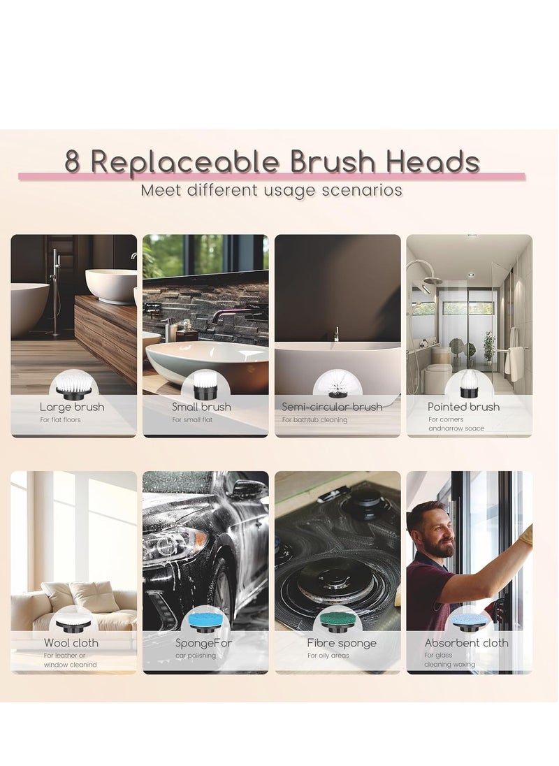 دي اس بي DSP Electric Spin Scrubber, IPX7 Waterproof, Adjustable Telescopic Pole Adjustable Angles, 3 speeds Electric Spin Brush for Cleaning Bathroom Tub Floor Tile Basin, LED Display  - Image 5