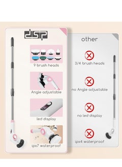 دي اس بي DSP Electric Spin Scrubber, IPX7 Waterproof, Adjustable Telescopic Pole Adjustable Angles, 3 speeds Electric Spin Brush for Cleaning Bathroom Tub Floor Tile Basin, LED Display  - Image 3