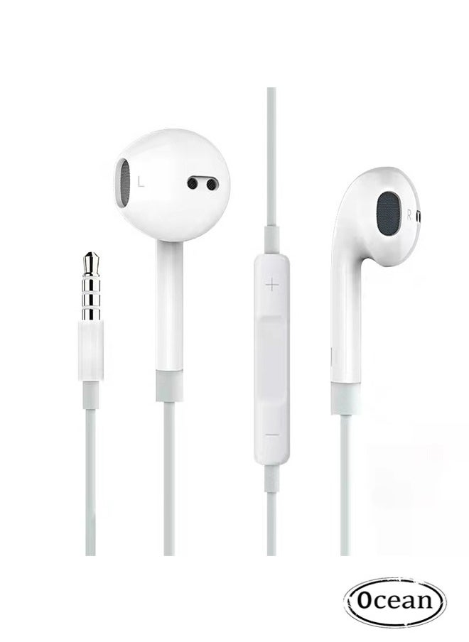 Ocean In-Ear Headphone 3.5mm Wired Earphone for Huawei, with Microphone Headset Noise Isolating Earphones, Suitable for iPad, Xiaomi, Huawei,  Android Mobile Phone, Tablets, Laptops, White  - Image 1