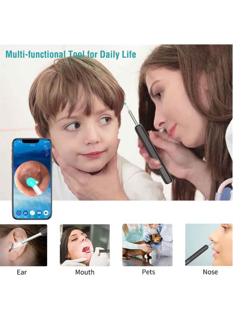 Arabest - Ear Wax Removal, Wi-Fi Visible Wax Elimination Spoon with 4 Soft Silicone Ear Scoops and 8 black ear spoons, Wireless Ear Endoscope 1296P HD with LED Light for iPhone, iPad, Android Phones (Black) - Image 1