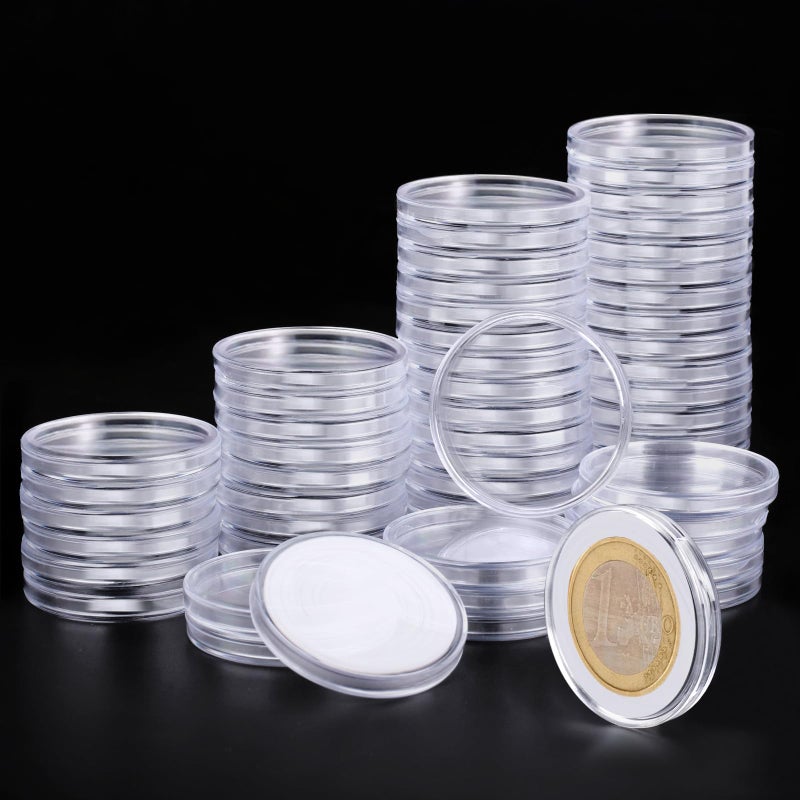Utron 180P Clear Plastic Coin Capsules Dollar Coin Holder 40mm Silver Coin Storage for Collectors Morgan Silver Dollar Coin Holders with Adjustable Gasket 1720252730333840mm 60P