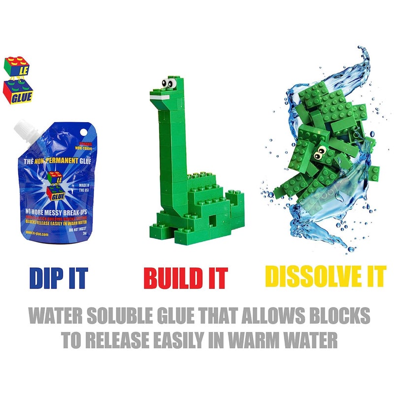 LE-GLUE Le Glue Temporary Glue 2 Pack - Compatible with Legos - Non-Permanent Clear Adhesive for Plastic Building Blocks - No Messy Break-Ups - Non-Toxic Formula Created for Kids, by a Kid - Image 3