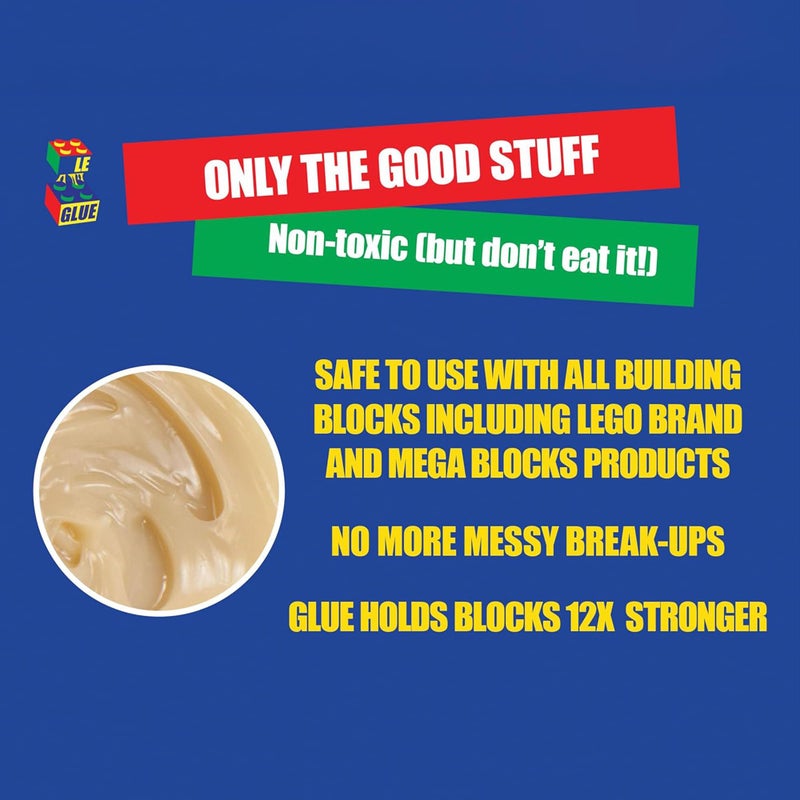 LE-GLUE Le Glue Temporary Glue 2 Pack - Compatible with Legos - Non-Permanent Clear Adhesive for Plastic Building Blocks - No Messy Break-Ups - Non-Toxic Formula Created for Kids, by a Kid - Image 4