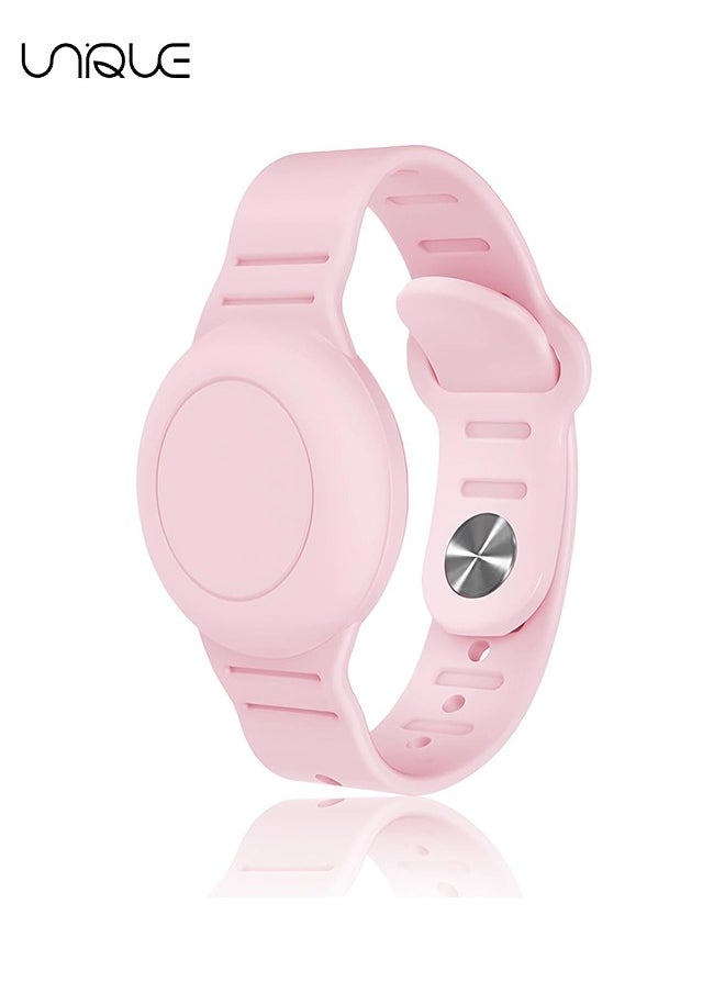 Unique Kids Waterproof Airtag Bracelet Compatible with Apple AirTag - Hidden Silicon Protective Case for Air Tag Holder - Adjustable Anti-Lost Watch Band for Toddler Child (Pink)  - Image 1